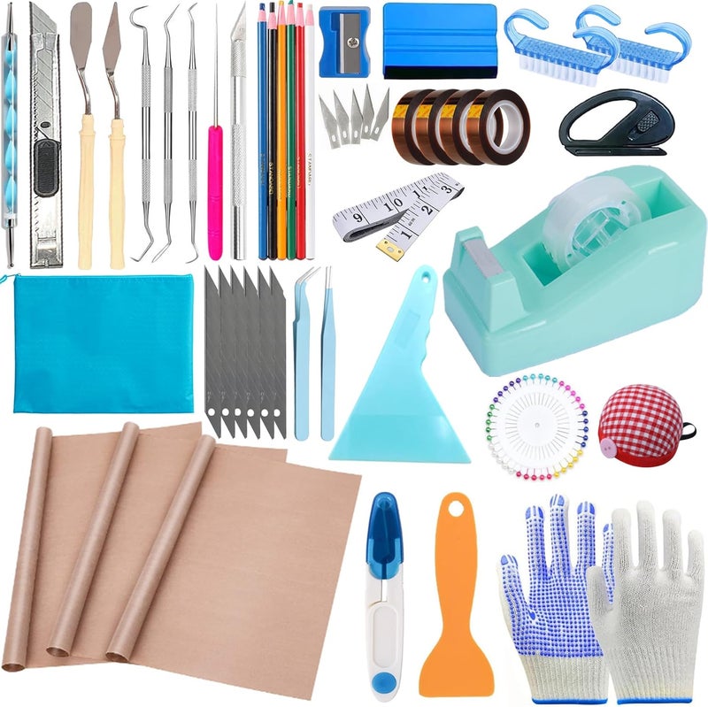 XEUZK 102Pcs Weeding Tools for Vinyl Set, Precision Craft Vinyl Weeding Tools Kit for Scrapbooking, Weeding Vinyl, DIY Art Work Cutting, Lettering, Splicing (Blue Tools) - Image 1